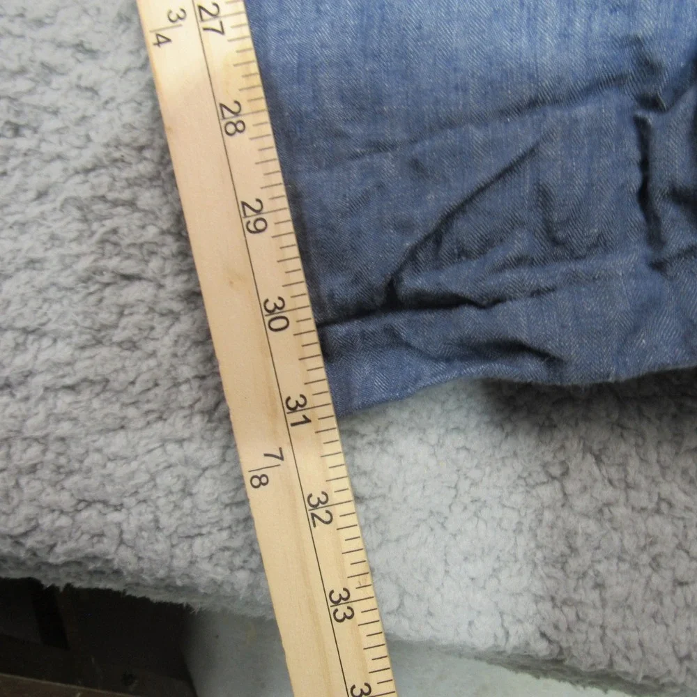 J.Crew Bowery Slim Baird McNutt Irish Linen Blue Herringbone Pants Mens 34x32